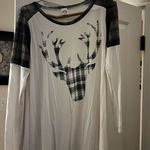 Black and white deer plaid long sleeve winter shirt